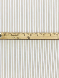 Beige/White/Brown Cotton/Polyester Vertical Satin Stripe Shirting 58W