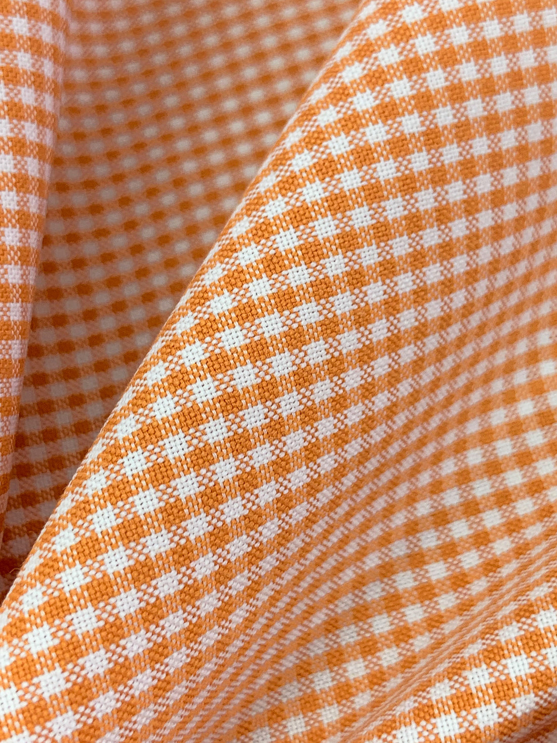 Persian Orange/White Cotton/Polyester Mini Check Oxford Stripe Shirting 60W