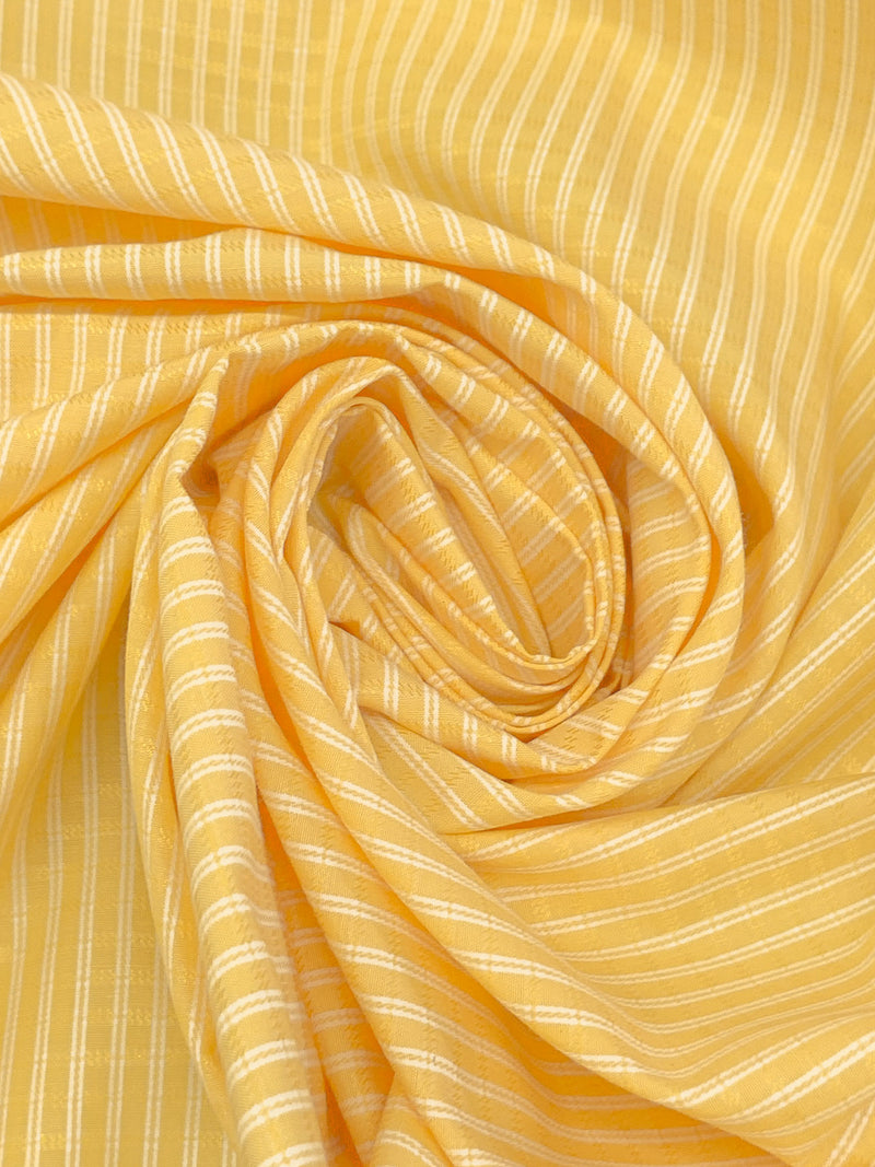 Maize/White Cotton/Polyester Vertical Novelty Stripe Shirting 60W