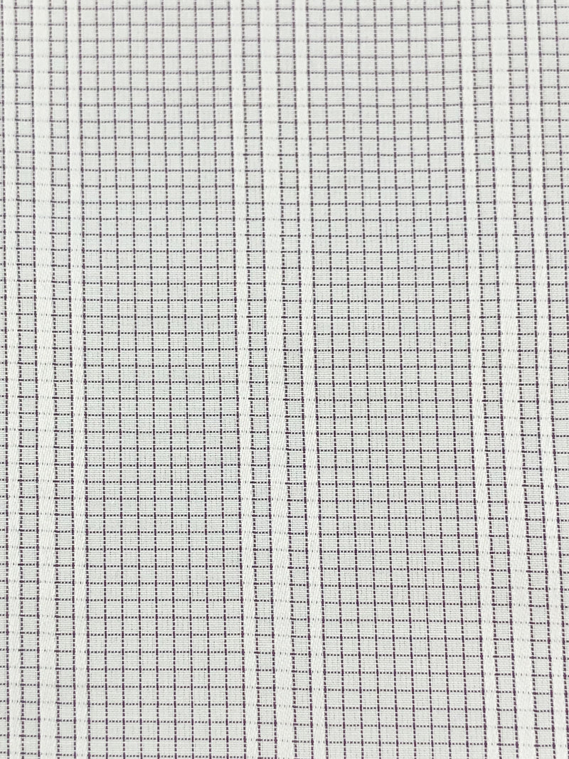 White/Dark Orchid Cotton/Polyester Mini Windowpane Plaid Vertical Stripe Shirting 58W