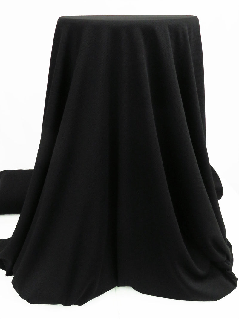 Crow Black Polyester/Bamboo Charcoal Mesh Activewear Double Knit 56W
