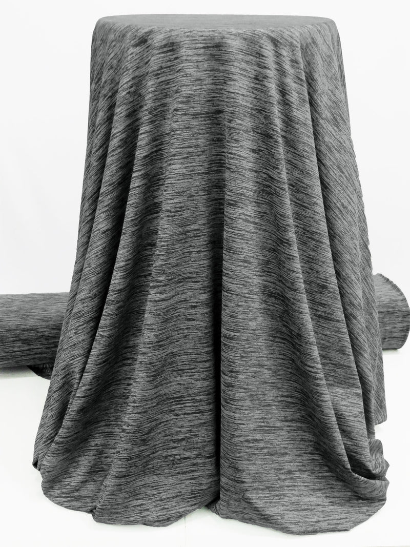 Flint Gray Polyester/Spandex Space-Dyed Activewear Knit 60W