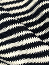 Black/Eggshell Cotton/Lycra Horizontal Novelty Stripe Puckered Knit - Imported From Italy - 50W