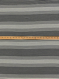 Black/Eggshell Cotton/Lycra Horizontal Novelty Stripe Puckered Knit - Imported From Italy - 50W