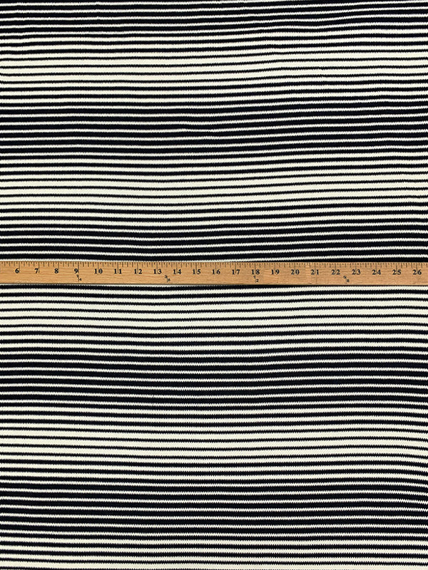 Black/Eggshell Cotton/Lycra Horizontal Novelty Stripe Puckered Knit - Imported From Italy - 50W