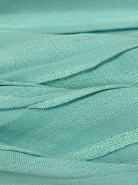 Pale Robin Egg Blue/Turquoise Green Polyester/Lycra Horizontal Wavy Puckered Stripe Jersey Knit 52W