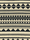 Sand/Black Cotton/Polyester/Lycra Horizontal Geometric Stripe Stretch Jacquard Suiting - NY Designer - 54W