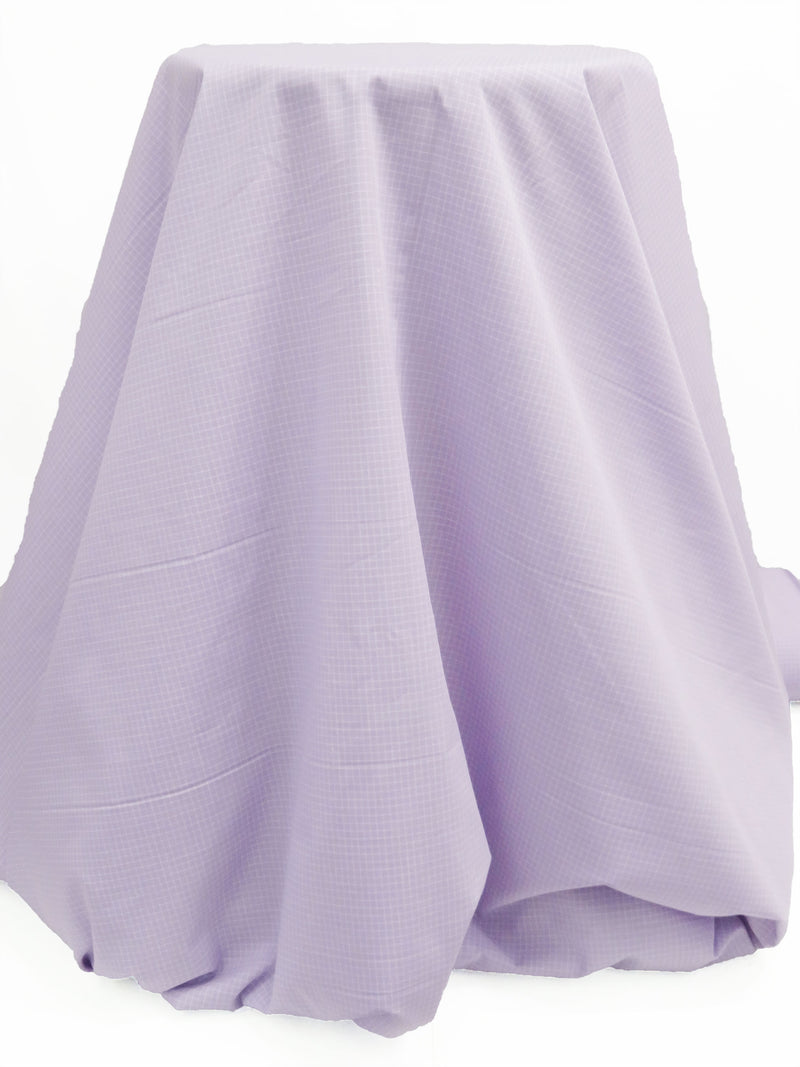 Lavender/White Cotton/Polyester Small Windowpane Plaid Shirting 58W