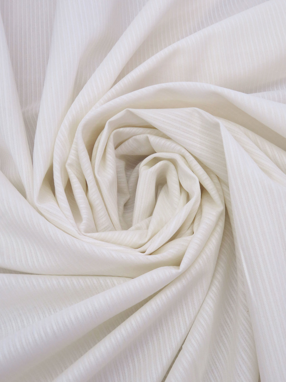 Olympic Off-White Cotton/Polyester Vertical Stripe Weave Shirting 58W