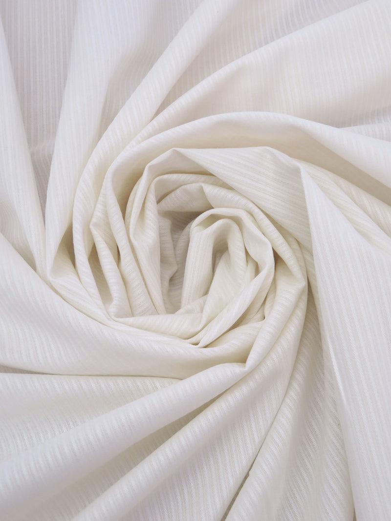 Olympic Off-White Cotton/Polyester Vertical Stripe Weave Shirting 58W