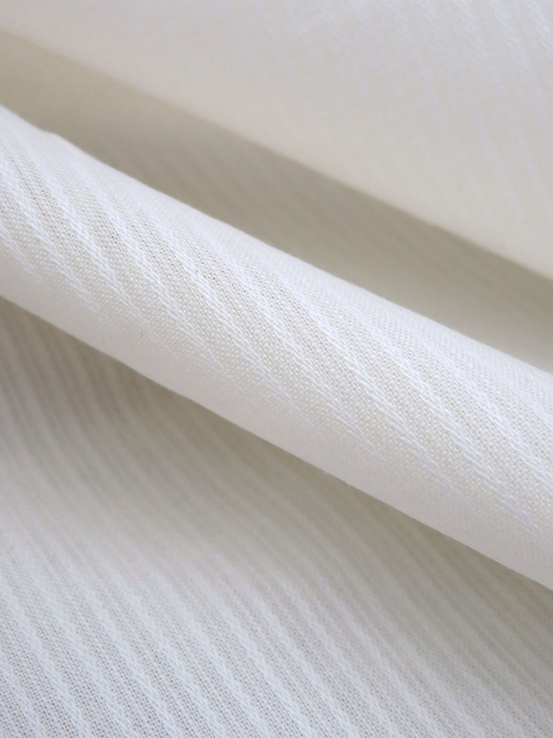 Olympic Off-White Cotton/Polyester Vertical Stripe Weave Shirting 58W