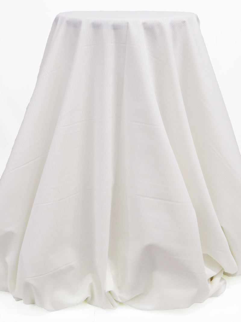 Olympic Off-White Cotton/Polyester Vertical Stripe Weave Shirting 58W
