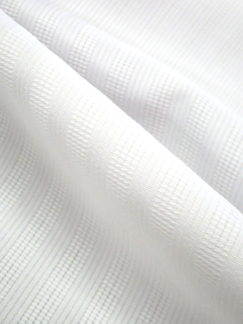 White Cotton/Polyester Vertical Corded Stripe Shirting 58W