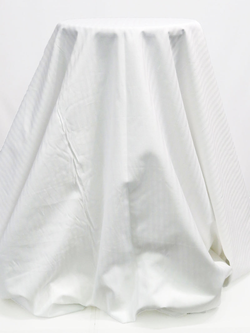White Cotton/Polyester Vertical Corded Stripe Shirting 58W