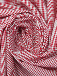 Red/White Combed Cotton/Polyester Check Seersucker - Robert Kaufman - 56W