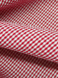 Red/White Combed Cotton/Polyester Check Seersucker - Robert Kaufman - 56W