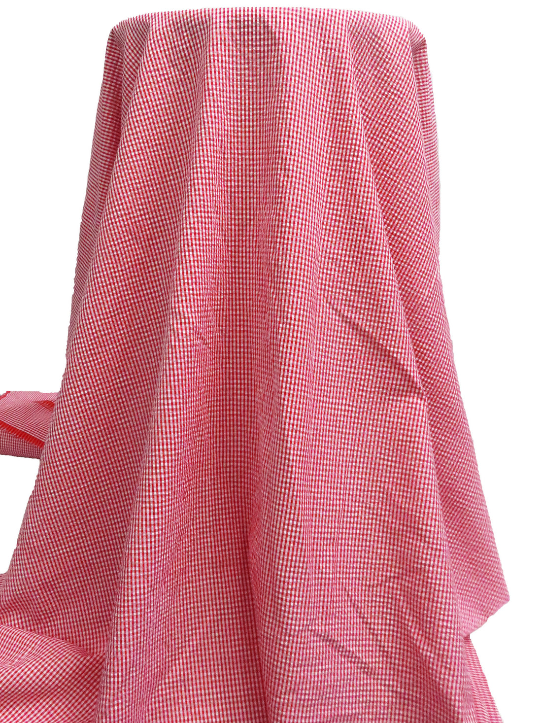 Red/White Combed Cotton/Polyester Check Seersucker - Robert Kaufman - 56W
