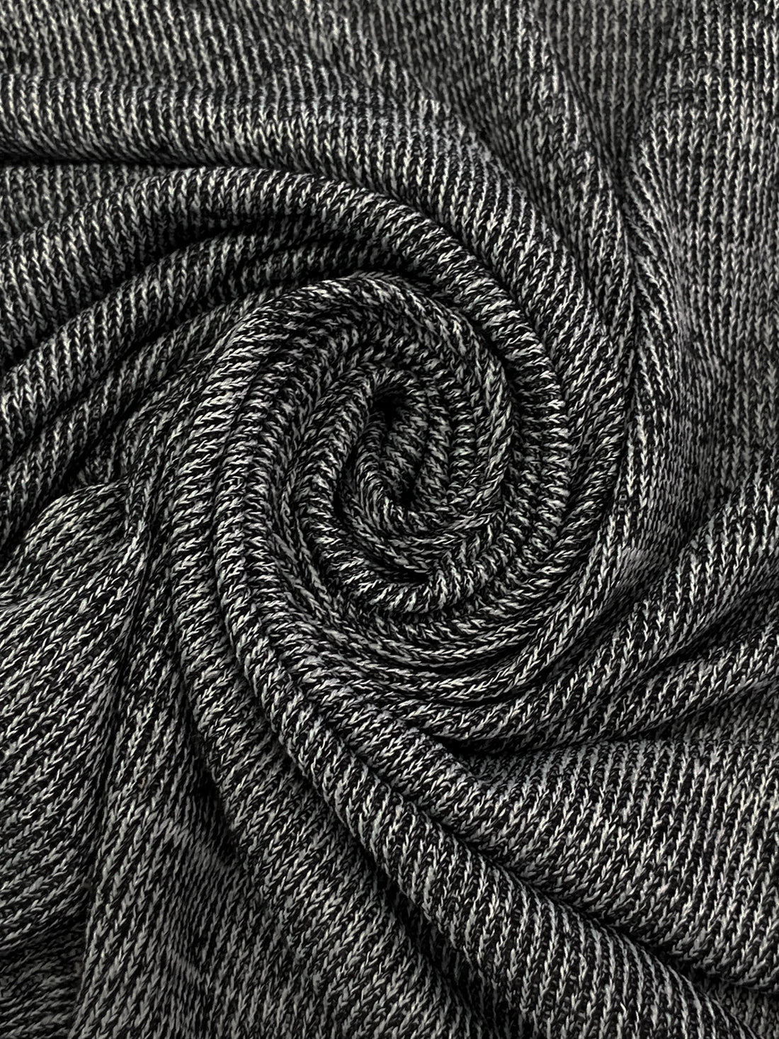 Black/Bright Silver Polyester/Lycra Heathered Sweater Knit 46W