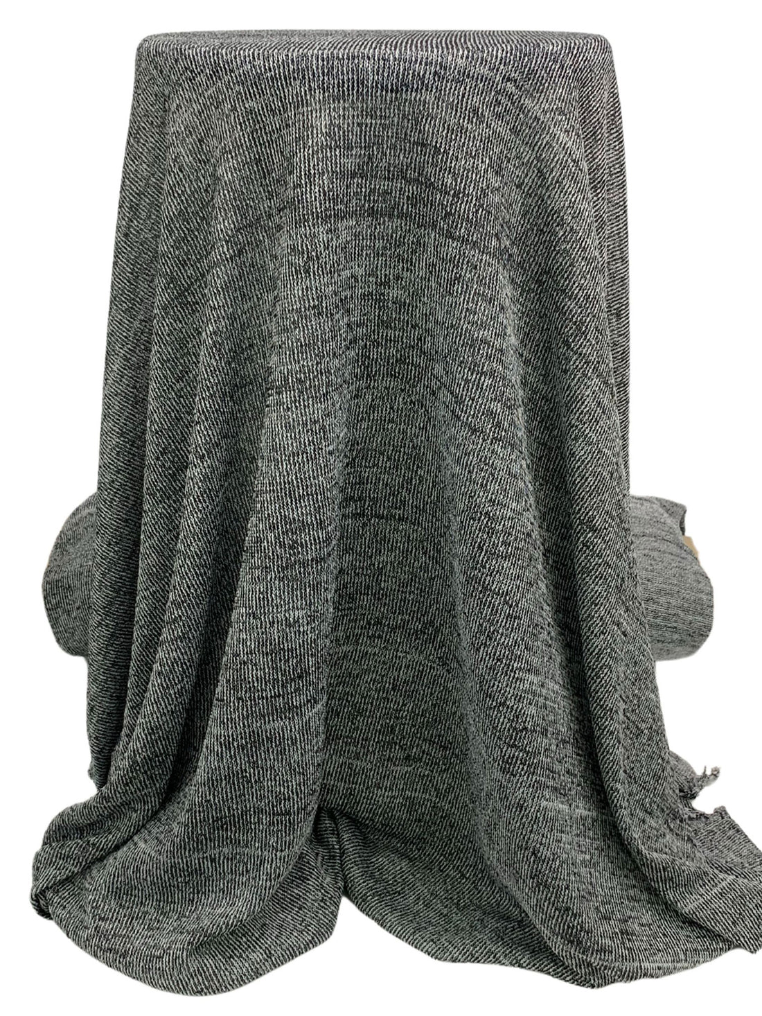 Black/Bright Silver Polyester/Lycra Heathered Sweater Knit 46W