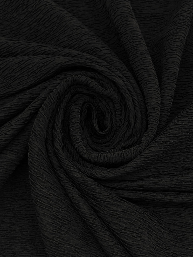 Black 100% Polyester Crinkle Double Knit 54W