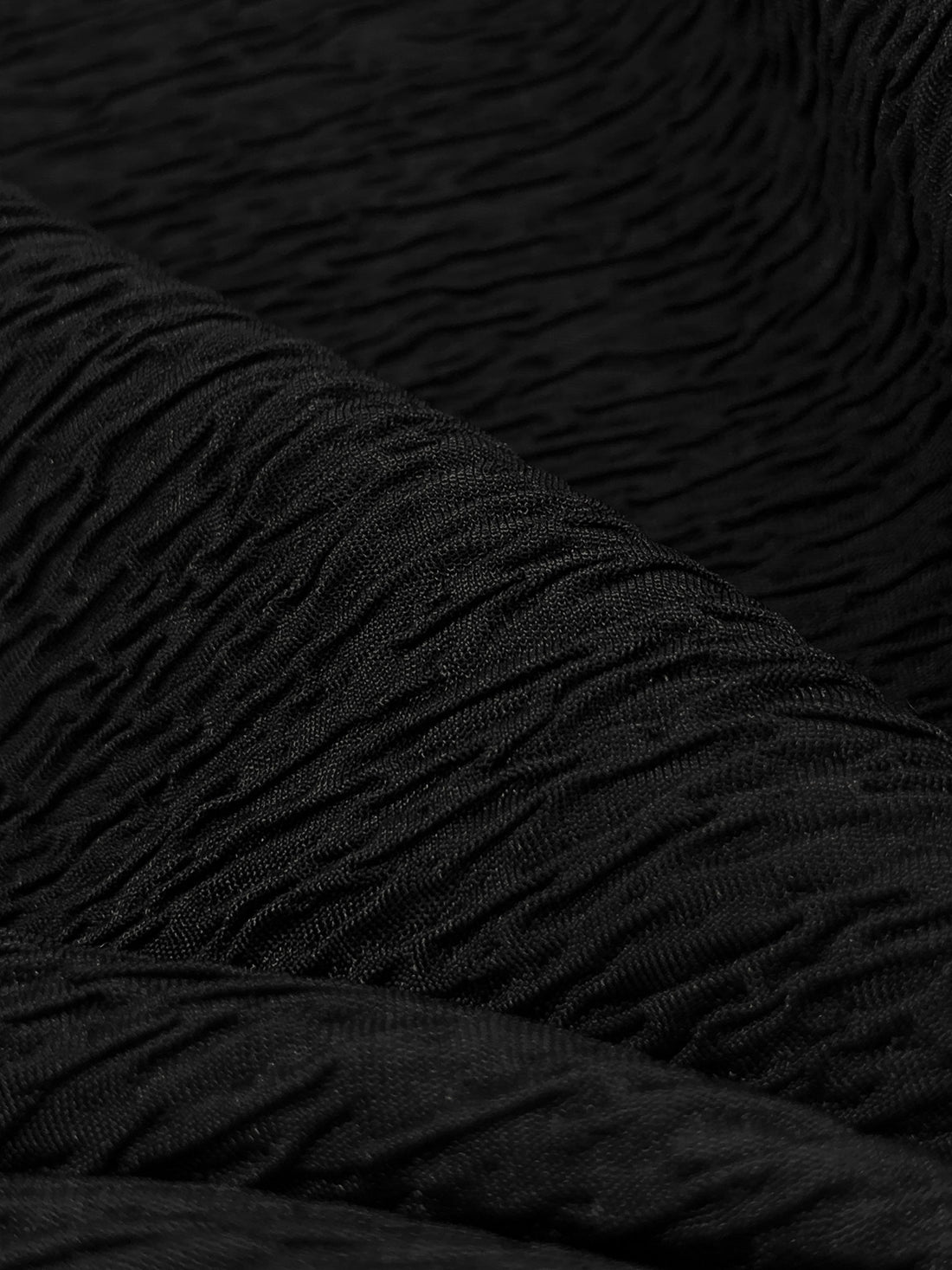 Black 100% Polyester Crinkle Double Knit 54W