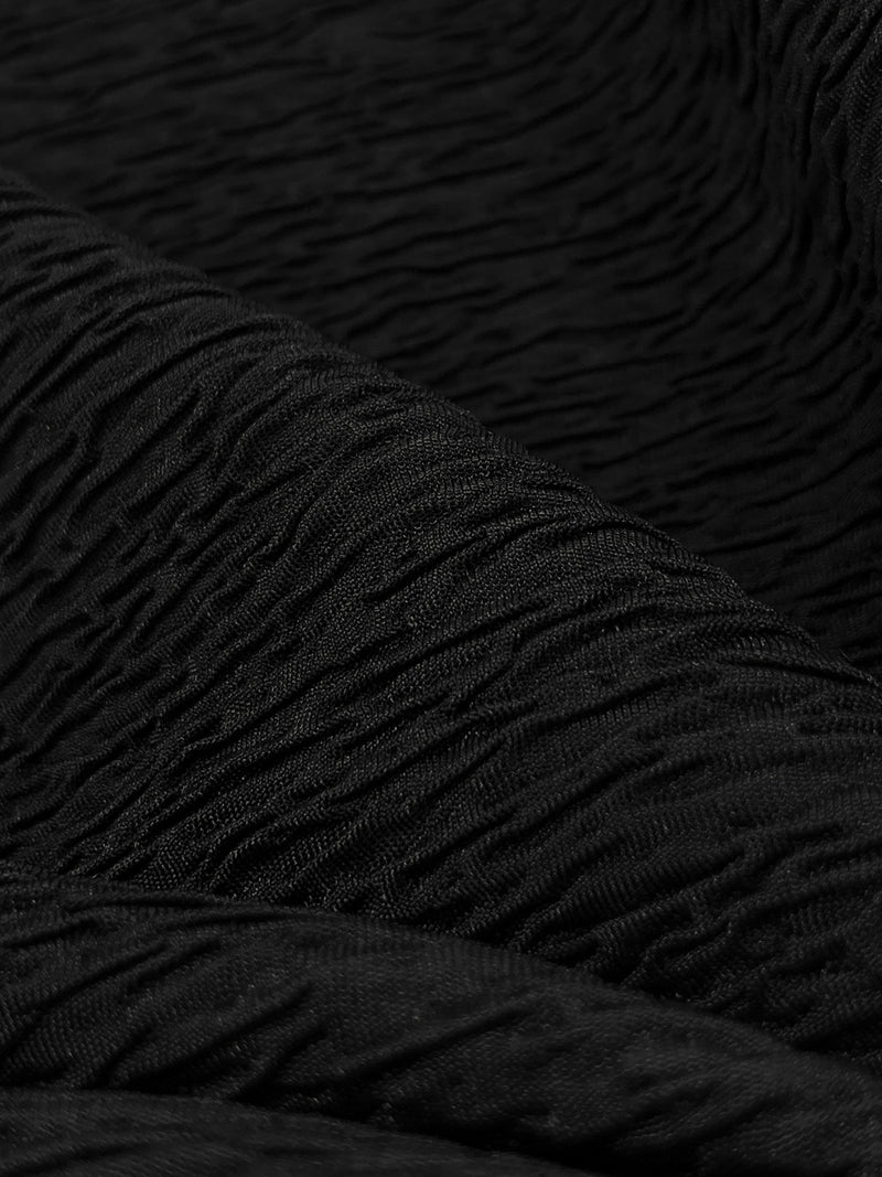 Black 100% Polyester Crinkle Double Knit 54W