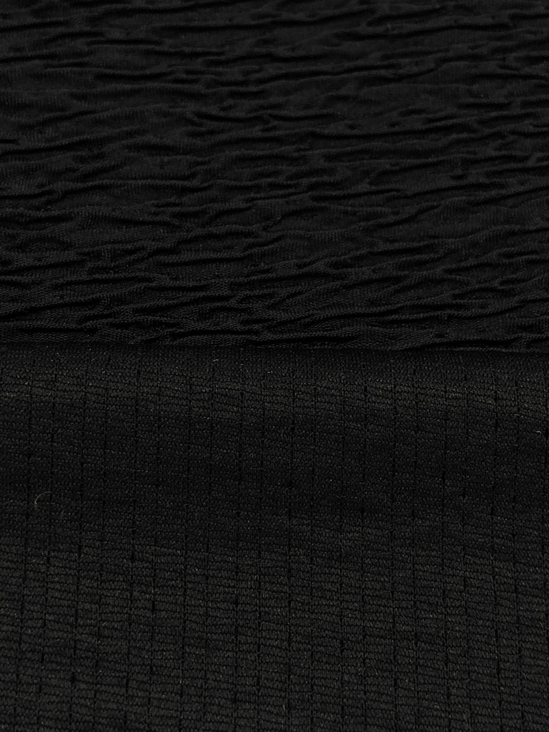 Black 100% Polyester Crinkle Double Knit 54W