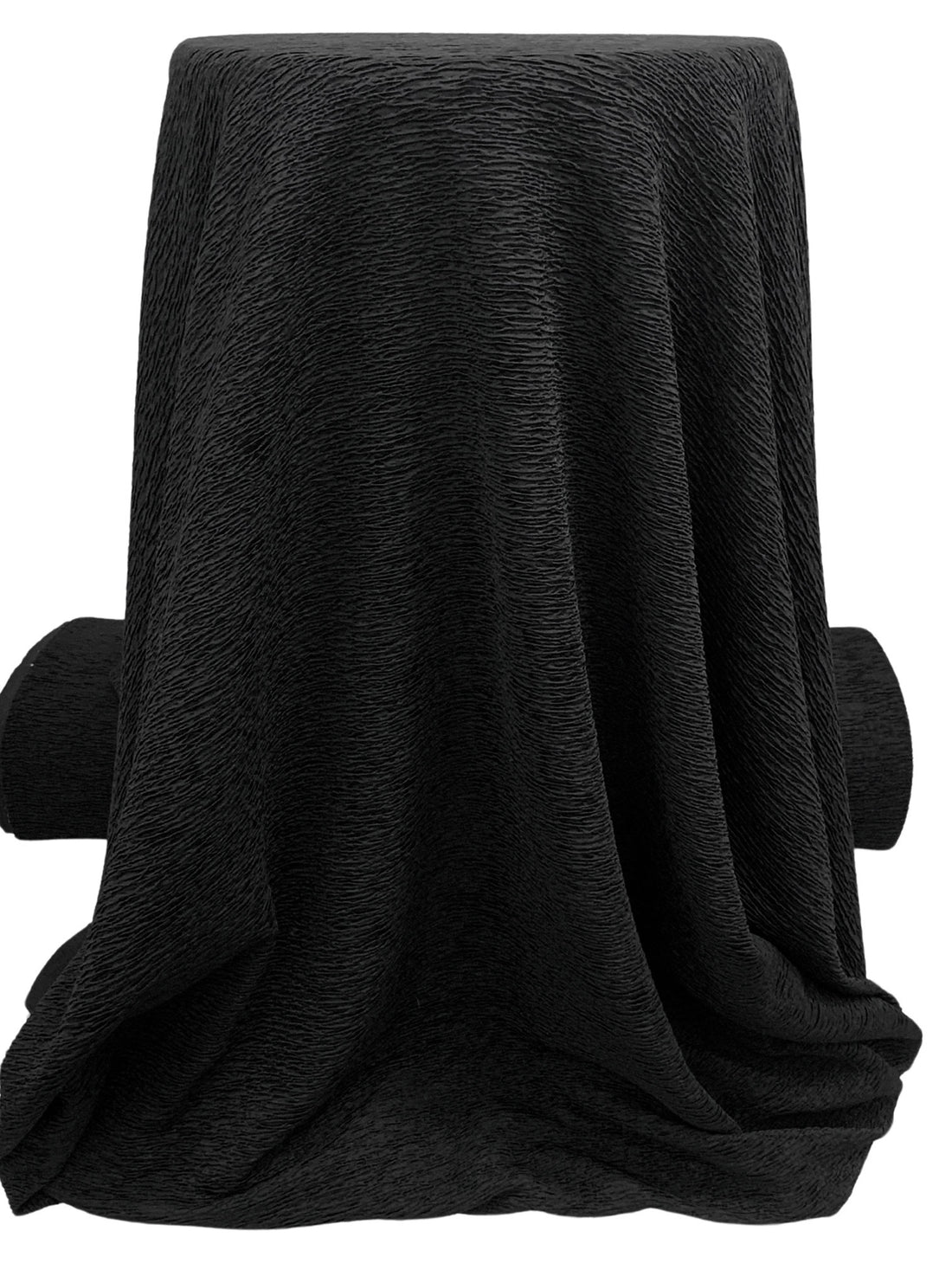 Black 100% Polyester Crinkle Double Knit 54W