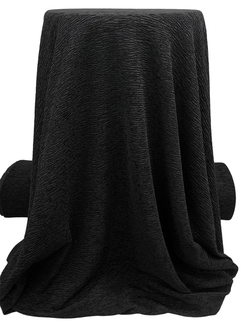 Black 100% Polyester Crinkle Double Knit 54W