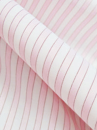 Baby Pink/White/Midnight Merlot Cotton/Polyester Vertical Satin Stripe Shirting 58W