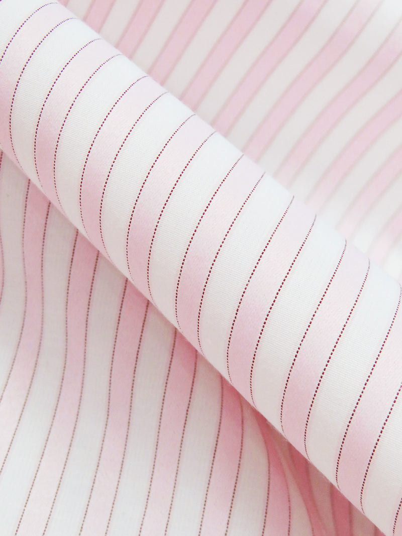 Baby Pink/White/Midnight Merlot Cotton/Polyester Vertical Satin Stripe Shirting 58W