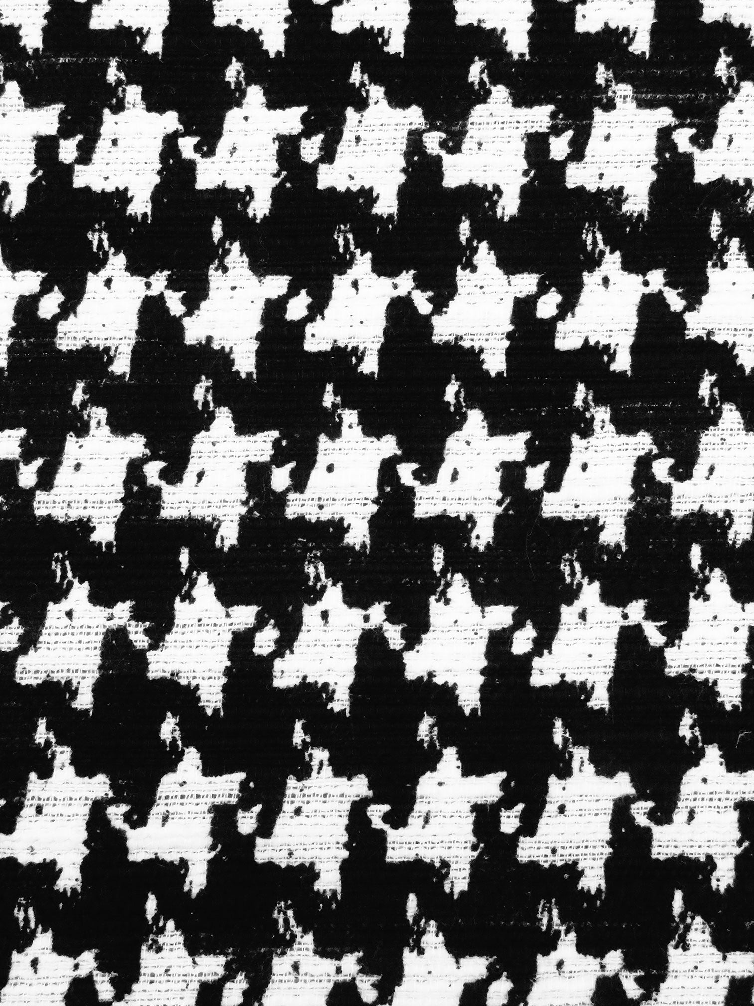 Black/White 100% Cotton Houndstooth Print Boucle Suiting - Robert