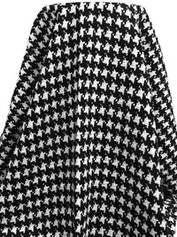 Black/White 100% Cotton Houndstooth Print Boucle Suiting - Robert Kaufman - 55W