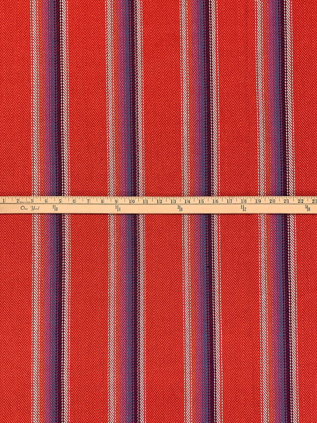 Coral Orange/Crimson/Shadow Blue/Multi 100% Cotton Baja Blanket Vertical Stripe Weave Woven - Robert Kaufman - 44W