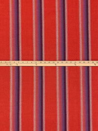 Coral Orange/Crimson/Shadow Blue/Multi 100% Cotton Baja Blanket Vertical Stripe Weave Woven - Robert Kaufman - 44W