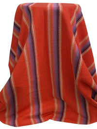 Coral Orange/Crimson/Shadow Blue/Multi 100% Cotton Baja Blanket Vertical Stripe Weave Woven - Robert Kaufman - 44W
