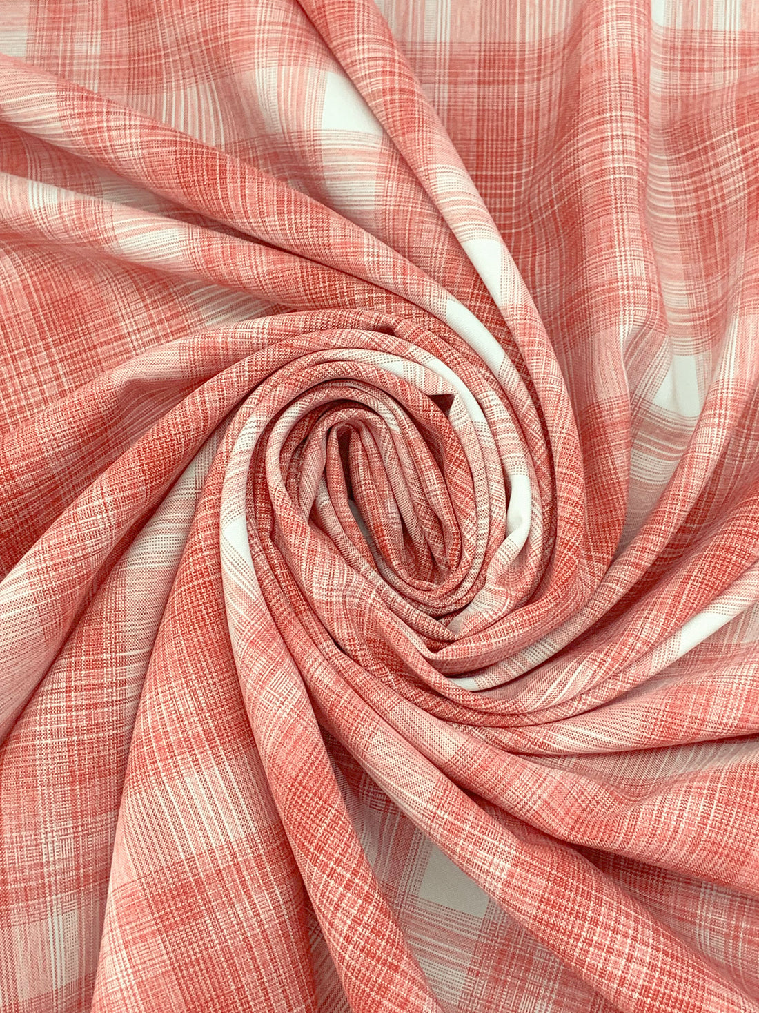 Cayenne/White 100% Polyester Plaid Teton Performance Woven Shirting - Robert Kaufman - 56W