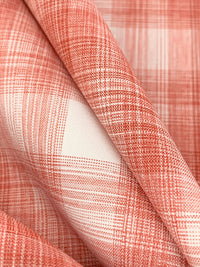 Cayenne/White 100% Polyester Plaid Teton Performance Woven Shirting - Robert Kaufman - 56W