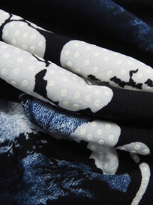 Black/Sapphire/White/Multi Polyester/Lycra Puff Dot On Floral Print ITY Knit 58W