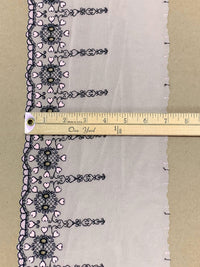7" Misty Rose Pink/Black 100% Nylon Single Scalloped Embroidered Heart Scrolls Lace Netting
