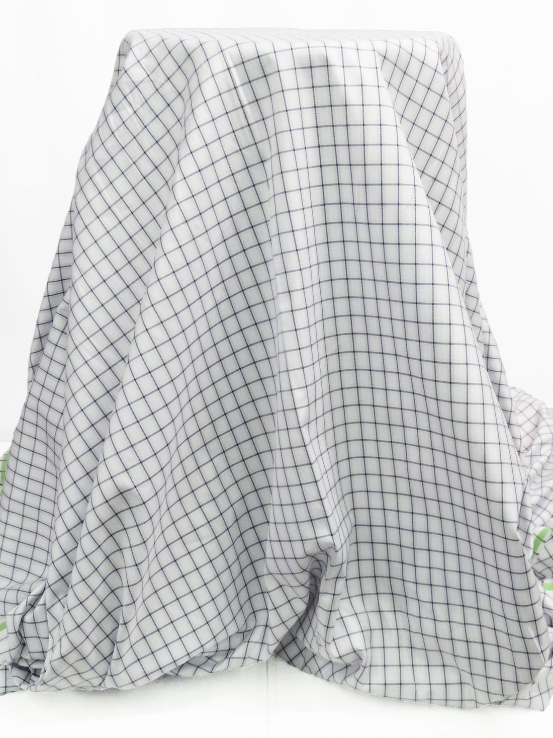 White/Shadow Gray/Dark Lavender 100% Cotton Plaid Weave Twill Shirting - NY Designer - 58W