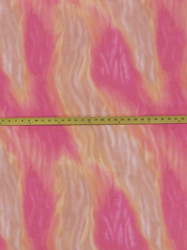 Hot Pink/Peach/Nectarine/Multi Polyester/Rayon/Spandex Tie-Dye Streak Print French Terry Knit 56W