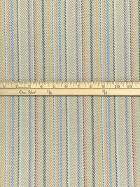 Parchment/Pewter Blue/Misty Moss/Multi 100% Cotton Baja Blanket Vertical Stripe Weave Woven - Robert Kaufman - 44W