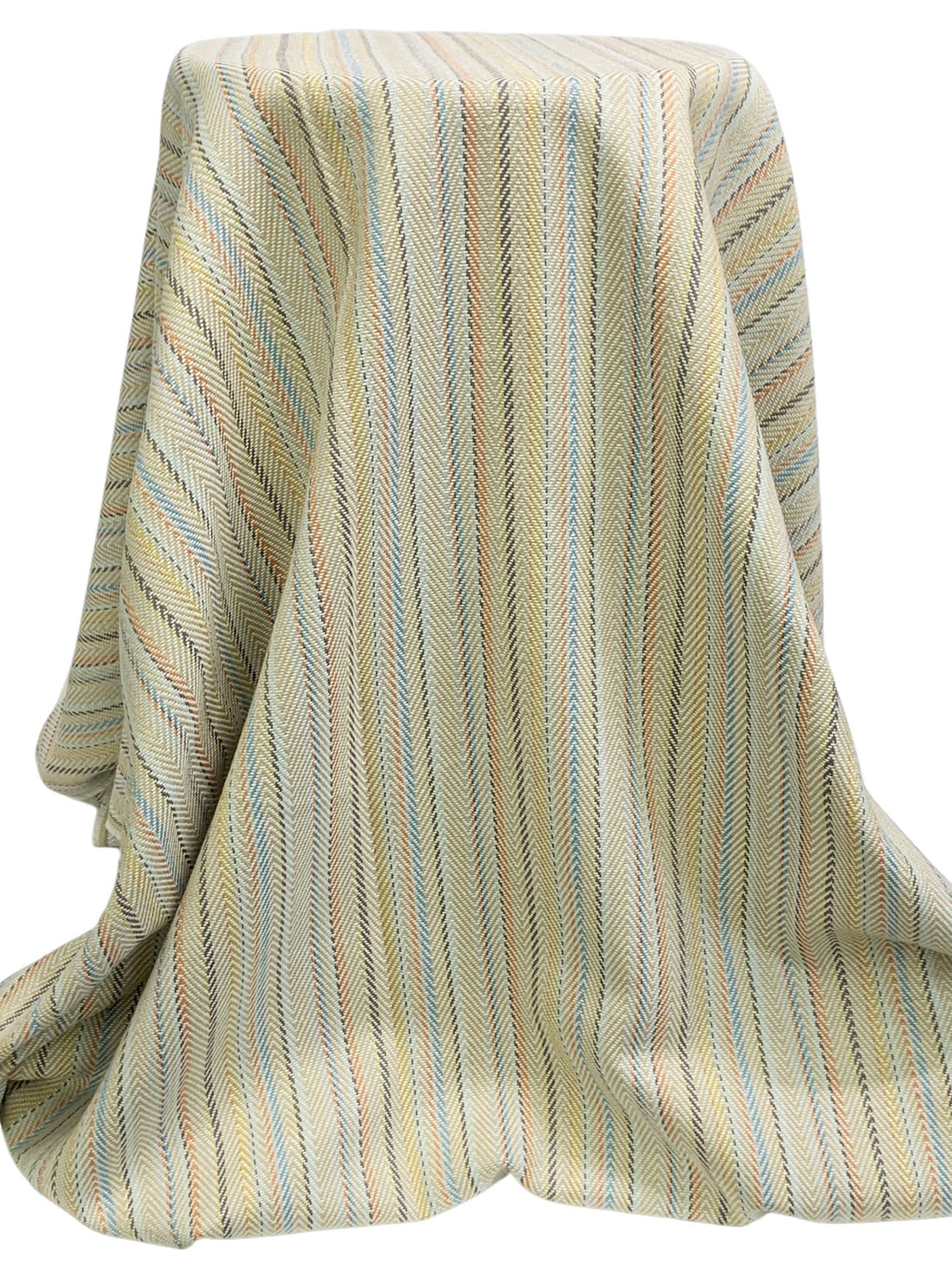 Parchment/Pewter Blue/Misty Moss/Multi 100% Cotton Baja Blanket Vertical Stripe Weave Woven - Robert Kaufman - 44W