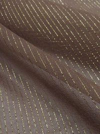 Chocolate Brown/Gold Silk/Metallic Vertical Metallic Stripe Chiffon - NY Designer - 44W