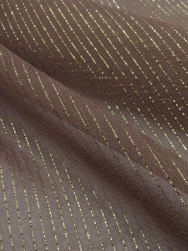 Chocolate Brown/Gold Silk/Metallic Vertical Metallic Stripe Chiffon - NY Designer - 44W