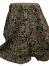 Weathered Oak/Black Rayon/Nylon/Lycra Stylized Abstract Floral Print Stretch Bengaline Suiting - NY Designer - 58W
