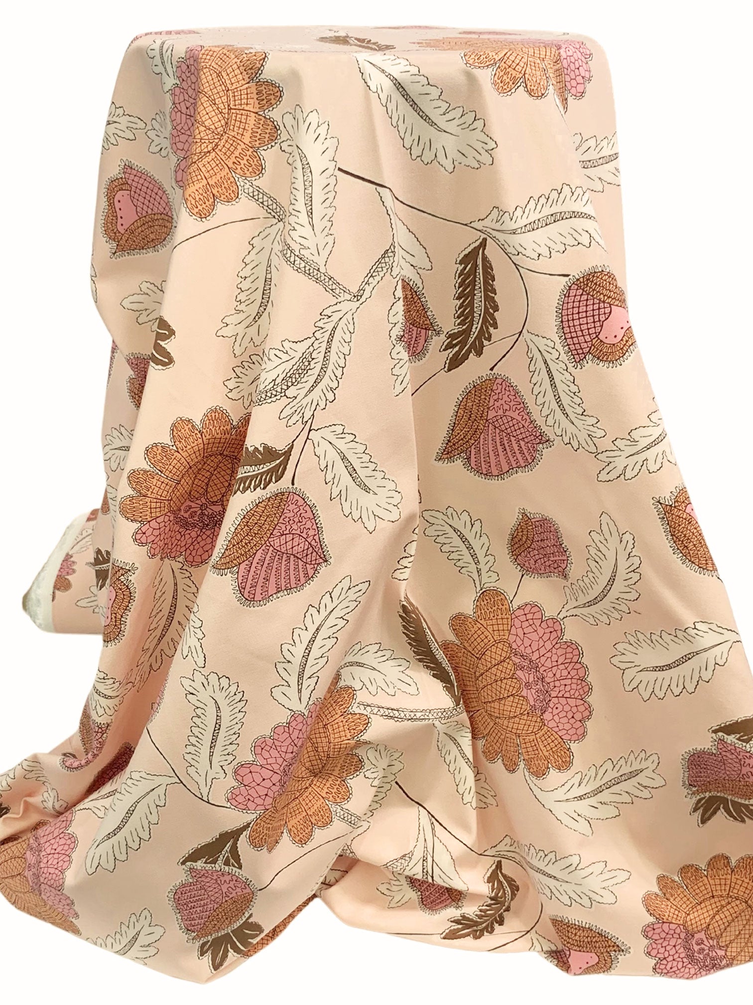 Soft Apricot/Raw Umber/Coral Pink Rayon/Nylon/Lycra Stylized