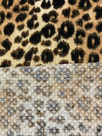 Camel/Black/Ivory Polyester/Lycra Animal Print Waffle Weave Knit 58W