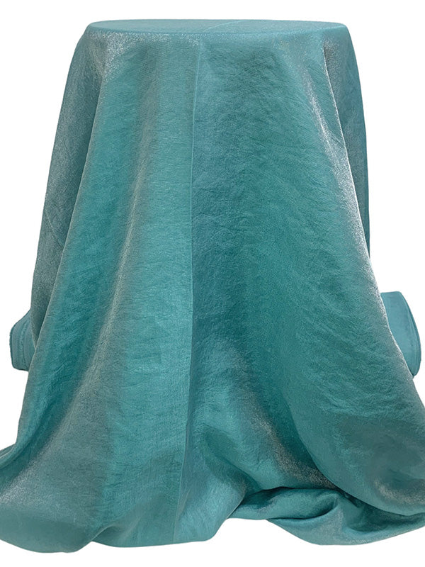 Dusty Turquoise Rayon/Nylon Shimmer Satin - Famous Dress Designer - 54W